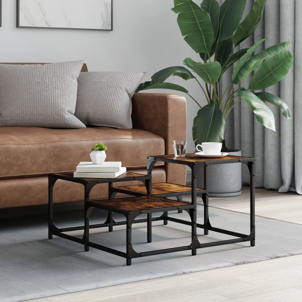 vidaXL Coffee Table Smoked Oak 68x68x40 cm Engineered Wood