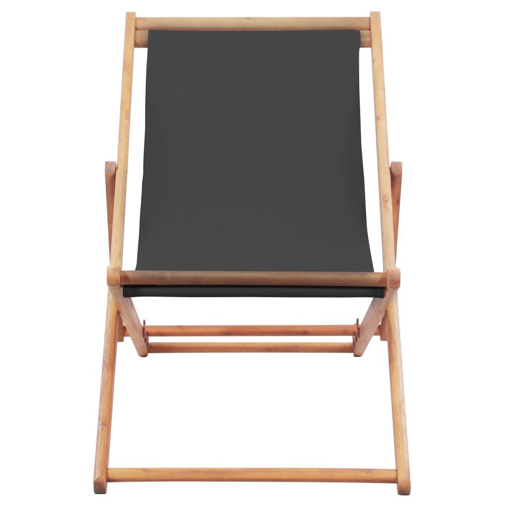 vidaXL Folding Beach Chair Fabric and Wooden Frame Grey
