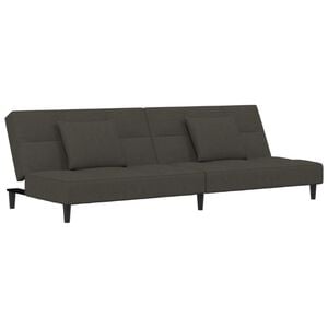 vidaXL 2-Seater Sofa Bed with Two Pillows Dark Grey Velvet