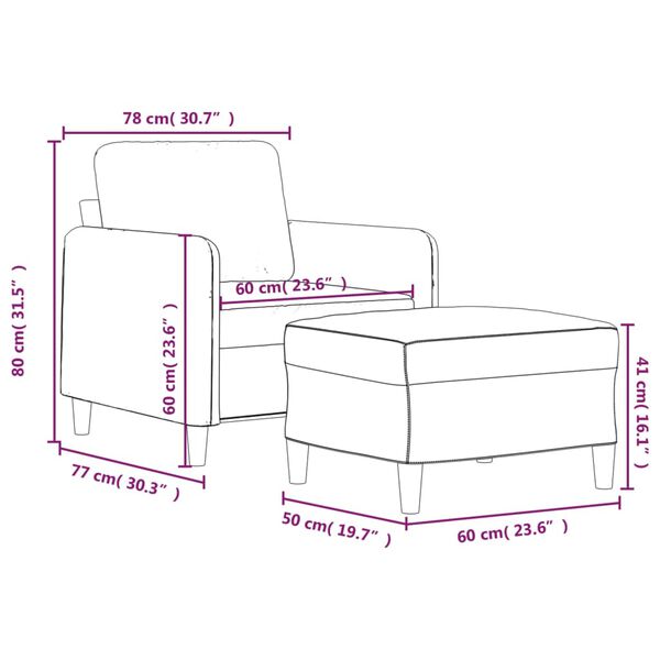 vidaXL Sofa Chair with Footstool Dark Grey 60 cm Fabric