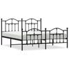 vidaXL Metal Bed Frame without Mattress with Footboard Black 183x213cm