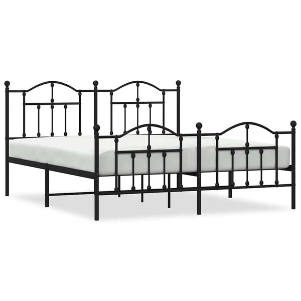 vidaXL Metal Bed Frame without Mattress with Footboard Black 183x213cm