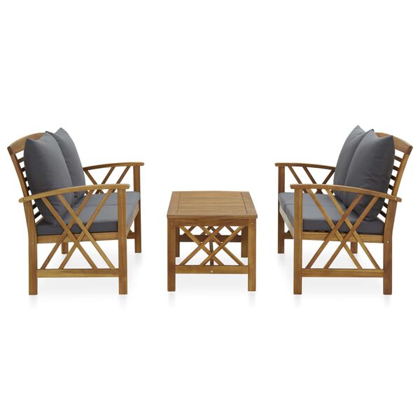 vidaXL 3 Piece Garden Lounge Set with Cushions Solid Acacia Wood