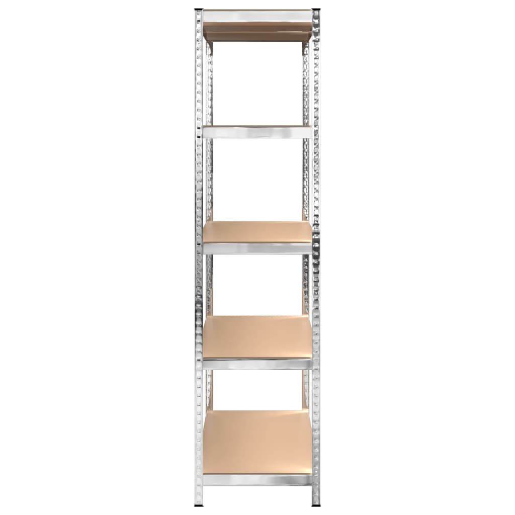 vidaXL 5-Layer Heavy-duty Shelves 2 pcs Silver Steel&Engineered Wood