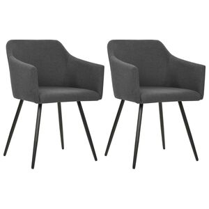 vidaXL Dining Chairs 2 pcs Dark Grey Fabric
