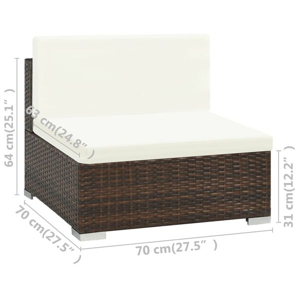 vidaXL 7 Piece Garden Lounge Set with Cushions Poly Rattan Brown