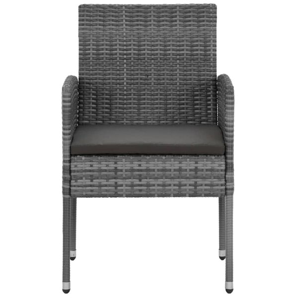 vidaXL 3 Piece Outdoor Dining Set Poly Rattan Grey