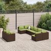 vidaXL 9 Piece Garden Sofa Set with Cushions Brown Poly Rattan