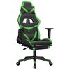 vidaXL Gaming Chair with Footrest Black and Green Faux Leather