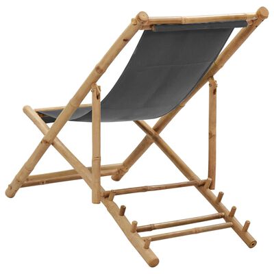 vidaXL Deck Chair Bamboo and Canvas Dark Grey