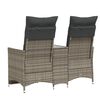 vidaXL Reclining Garden Sofa 2-Seater with Table Grey Poly Rattan