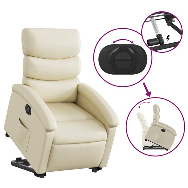 vidaXL Electric Stand up Recliner Chair Cream Faux Leather