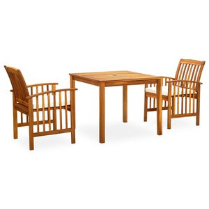 vidaXL 3 Piece Garden Dining Set with Cushions Solid Acacia Wood