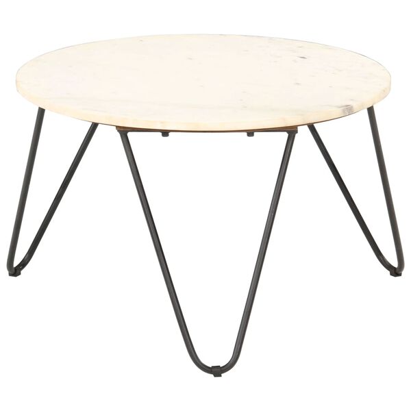 vidaXL Coffee Table White 65x65x42 cm Real Stone with Marble Texture