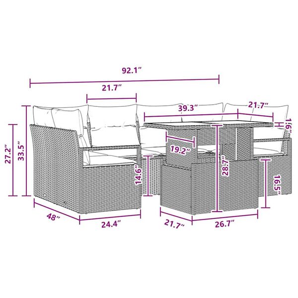 vidaXL Garden Sofa Set with Storage 7 pcs Black Poly rattan