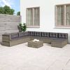 vidaXL 9 Piece Garden Lounge Set with Cushions Grey Poly Rattan