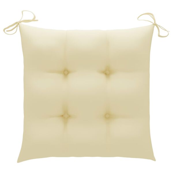 vidaXL Garden Chairs 2 pcs with Cream White Cushions Solid Teak Wood