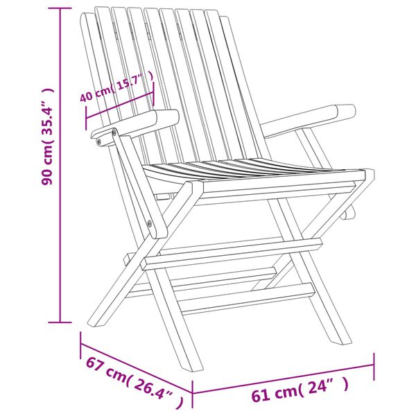 vidaXL Folding Garden Chairs 6 pcs 61x67x90 cm Solid Wood Teak