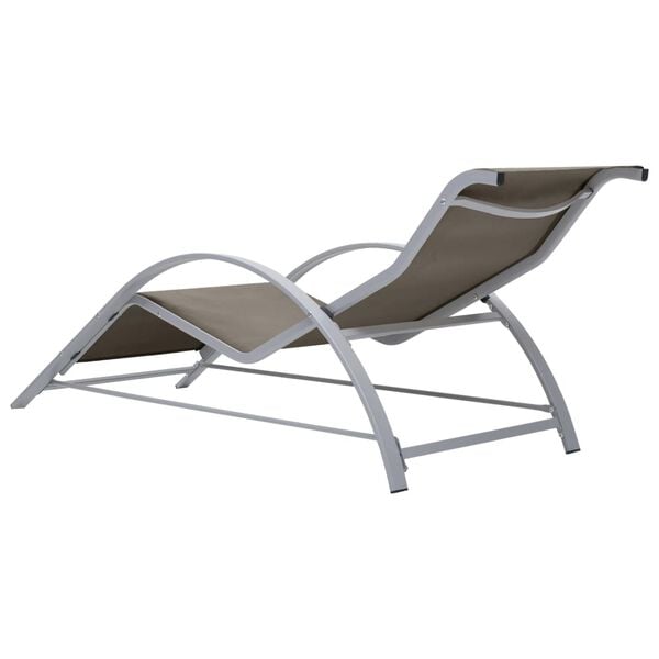 vidaXL Sun Loungers 2 pcs with Table Aluminium Taupe