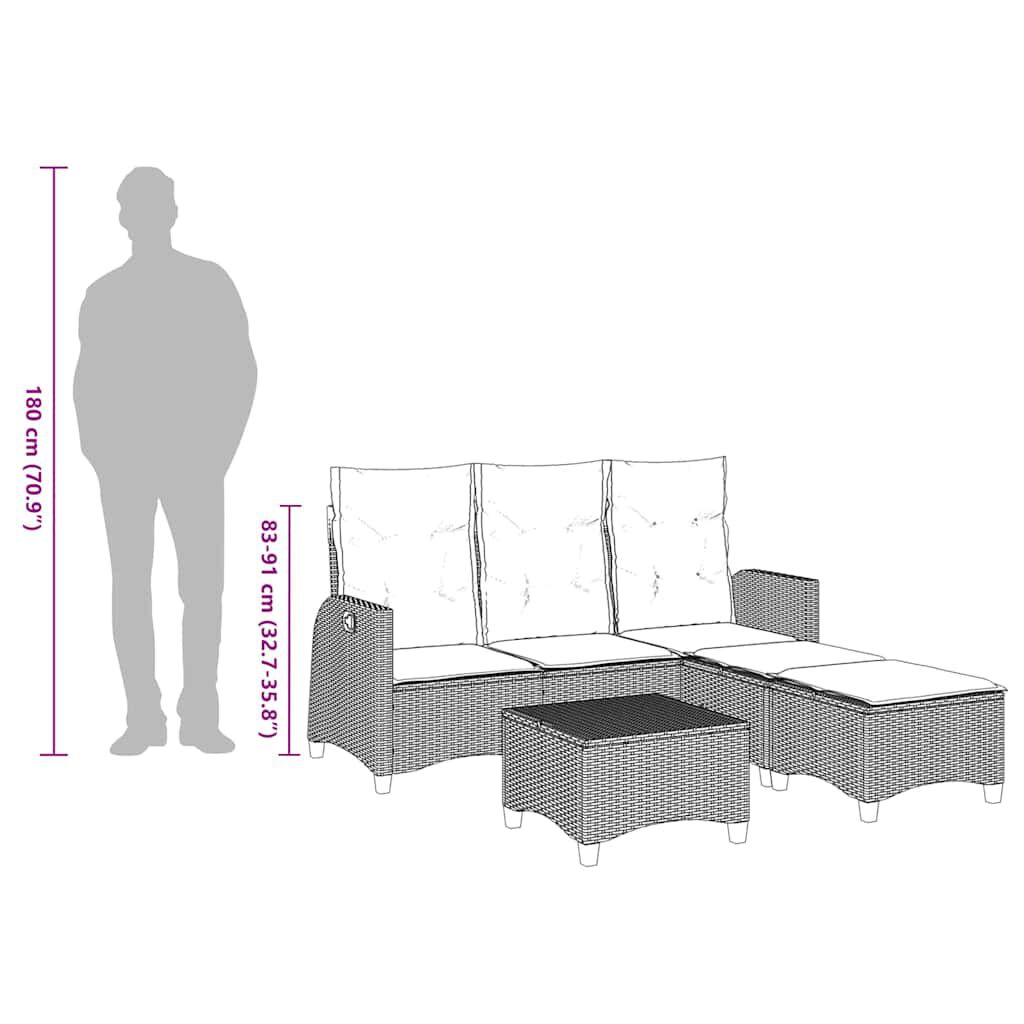vidaXL 3 Piece Garden Sofa Set with Cushions L-shaped Beige Poly Rattan