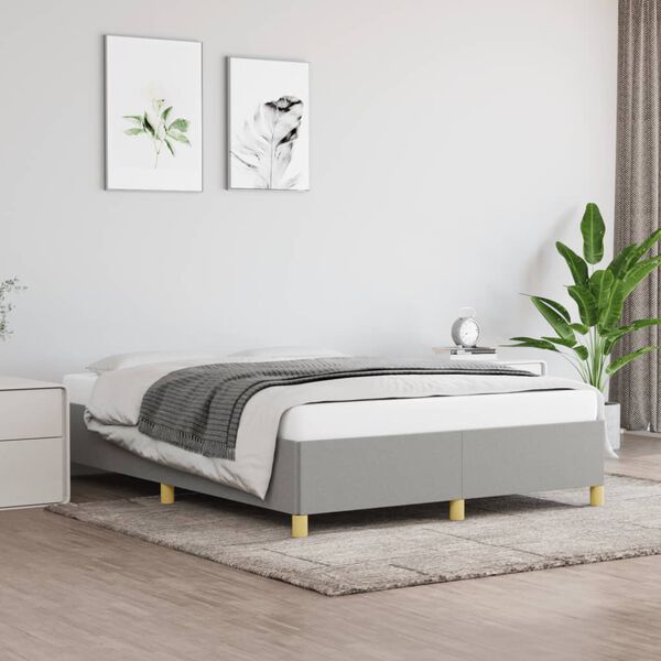 vidaXL Bed Frame without Mattress Light Grey 152x203 cm Queen Fabric