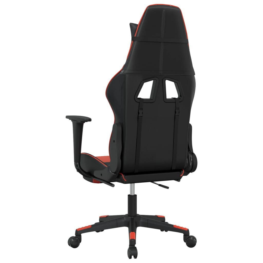 vidaXL Gaming Chair with Footrest Black and Red Faux Leather