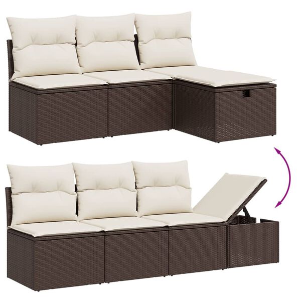vidaXL 7 Piece Garden Sofa Set with Cushions Brown Poly Rattan