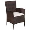 vidaXL Outdoor Chair and Stool with Cushions Poly Rattan Brown