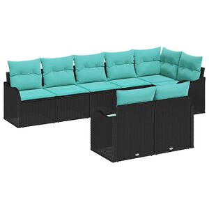 vidaXL Garden Sofa Set 8 pcs Black and turquoise Poly rattan