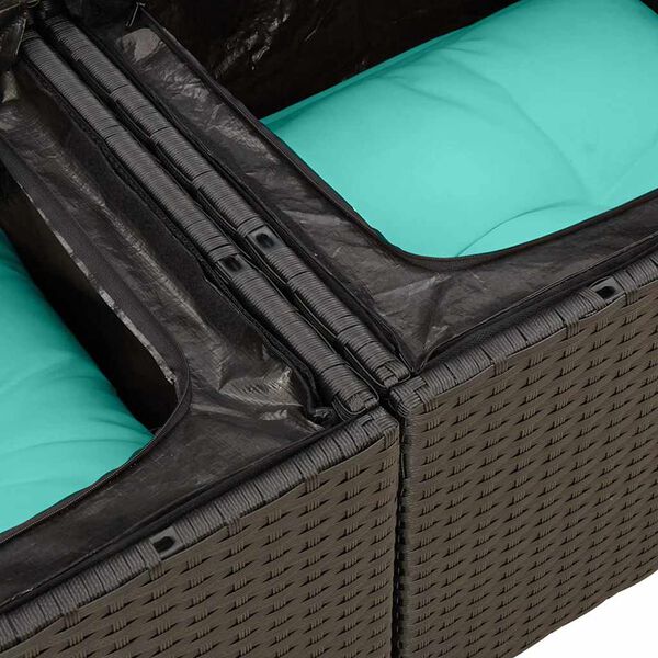 vidaXL 7 Piece Garden Sofa Set with Cushions Black Poly Rattan