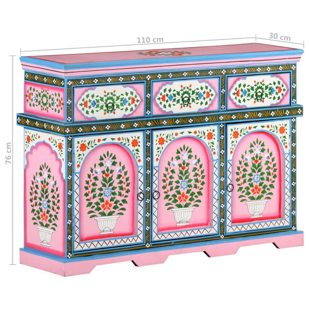 vidaXL Hand-Painted Sideboard Multicolour 110x30x76cm Solid Mango Wood