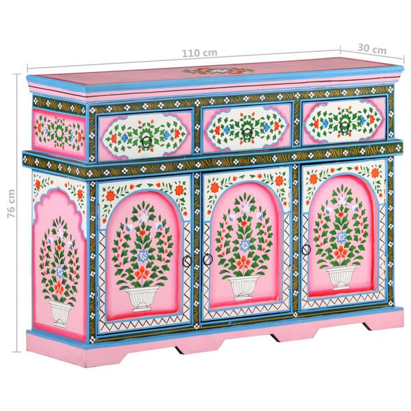 vidaXL Hand-Painted Sideboard Multicolour 110x30x76cm Solid Mango Wood