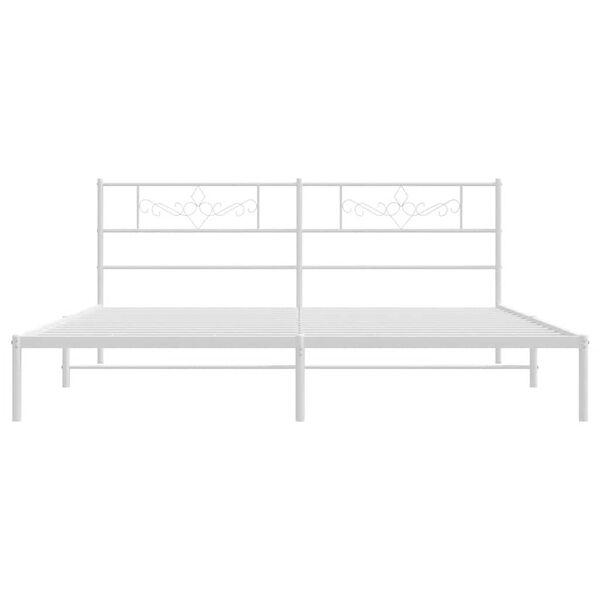 vidaXL Metal Bed Frame without Mattress with Headboard White 183x213cm