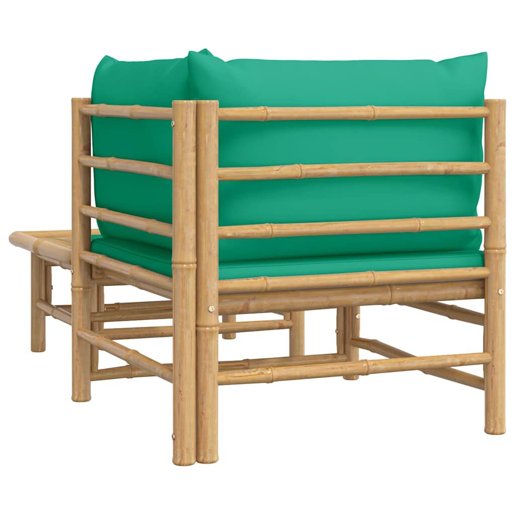 vidaXL 2 Piece Garden Lounge Set with Green Cushions Bamboo