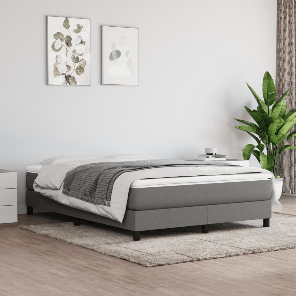 vidaXL Bed Frame without Mattress Dark Grey Queen Fabric
