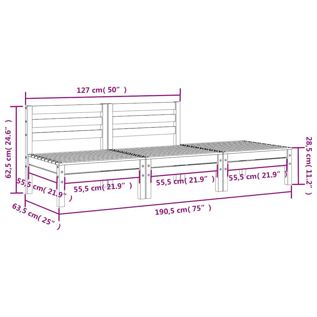 vidaXL Garden Sofa 3-Seater Wax Brown Solid Wood Pine