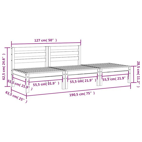 vidaXL Garden Sofa 3-Seater Wax Brown Solid Wood Pine