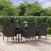 vidaXL 7 Piece Garden Dining Set with Cushions Black Poly Rattan