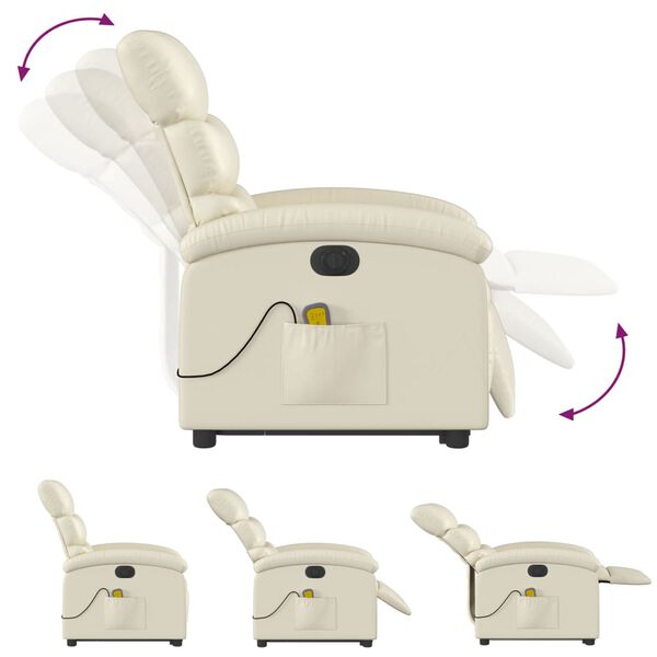 vidaXL Electric Stand up Massage Recliner Chair Cream Faux Leather