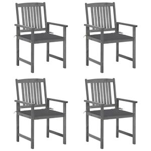 vidaXL Garden Chairs with Cushions 4 pcs Grey Solid Acacia Wood