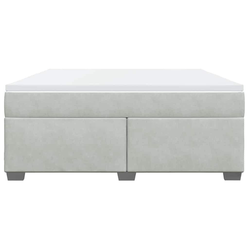 vidaXL Box Spring Bed with Mattress Light Grey California King Velvet