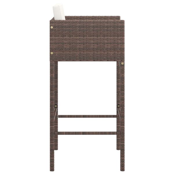 vidaXL Bar Stools 4 pcs with Cushions Brown Poly Rattan