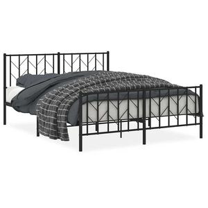 vidaXL Metal Bed Frame without Mattress with Footboard Black 150x200cm