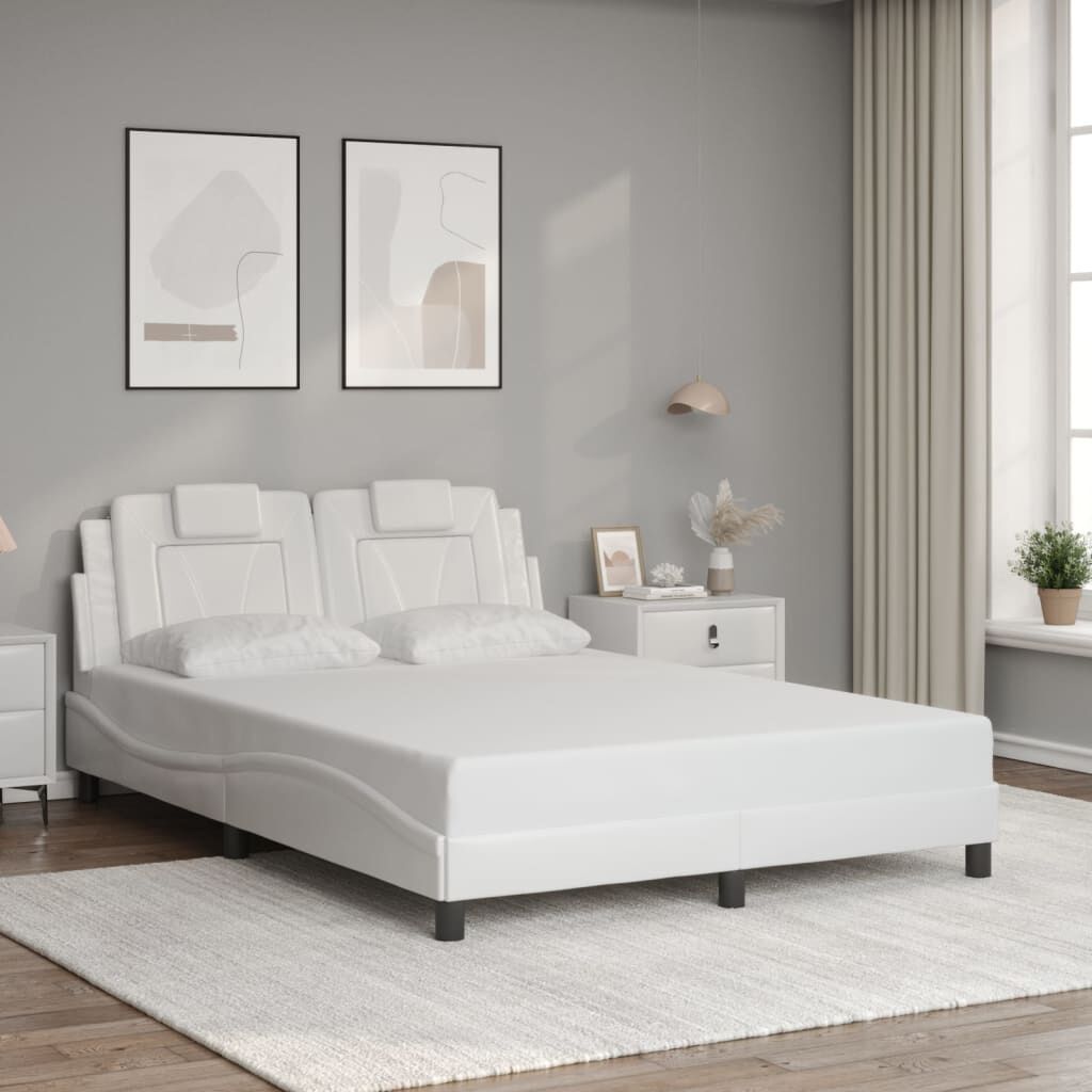 vidaXL Bed Frame without Mattress White 137x190 cm Faux Leather