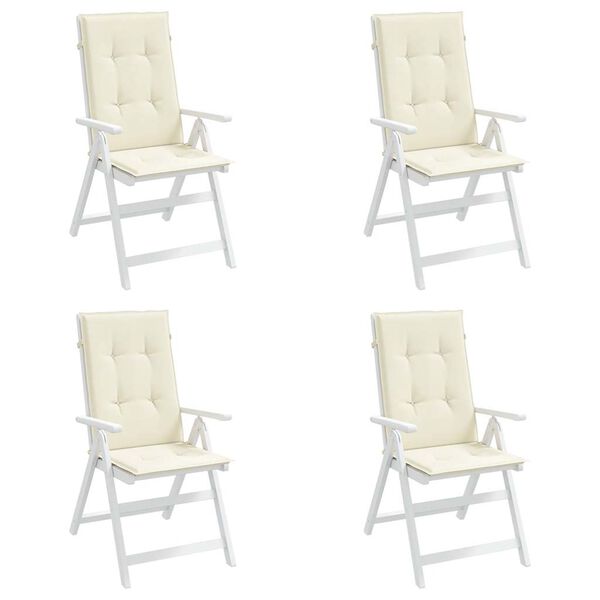 vidaXL Garden Highback Chair Cushions 4 pcs Cream 120x50x2 cm Fabric