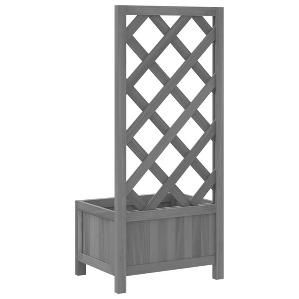 vidaXL Planter with Trellis Grey Solid Wood Fir