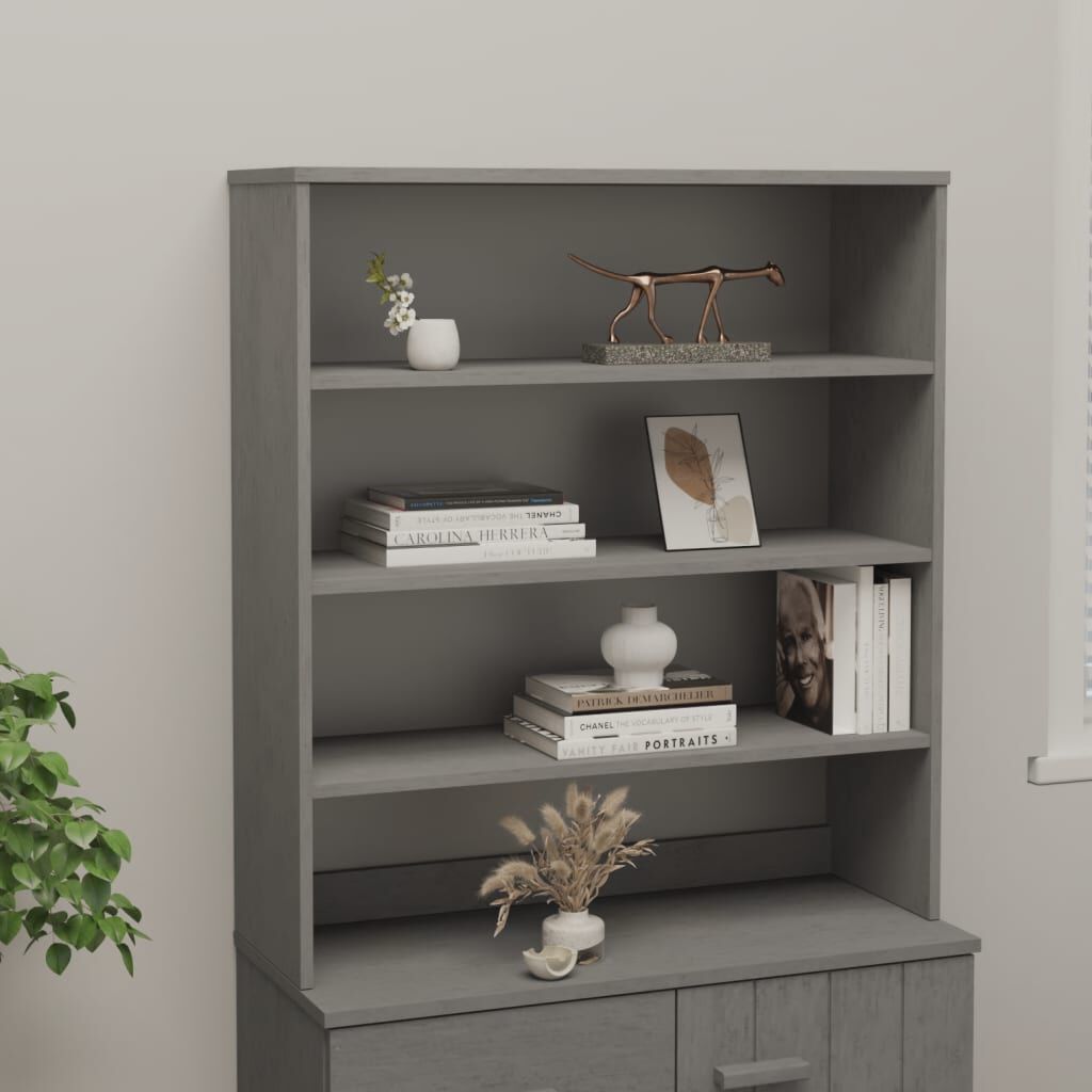 vidaXL Top for Highboard HAMAR Light Grey 90x30x100cm Solid Wood Pine