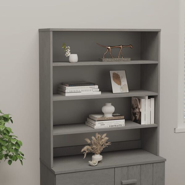 vidaXL Top for Highboard HAMAR Light Grey 90x30x100cm Solid Wood Pine