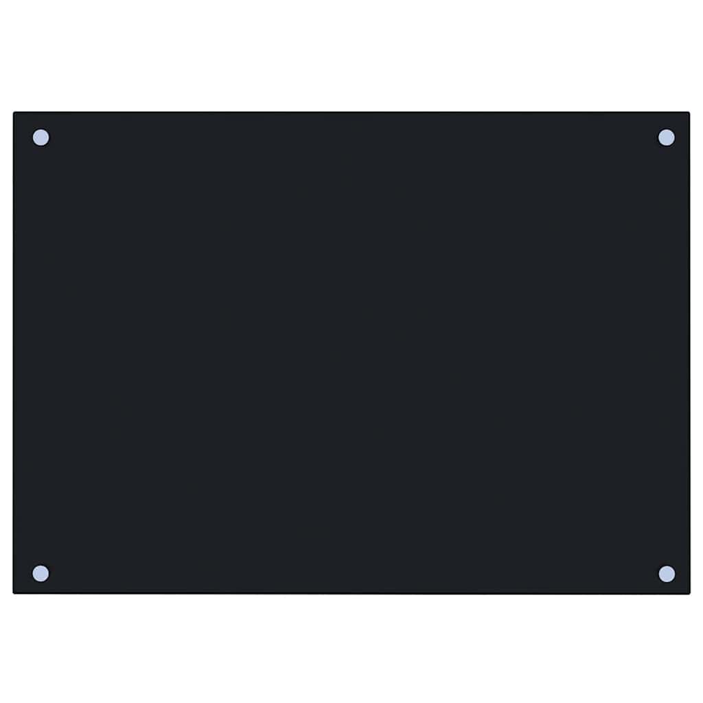 vidaXL Kitchen Backsplash Black 70 x 50 cm Tempered Glass
