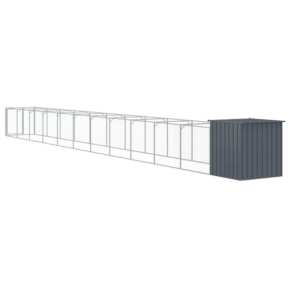 vidaXL Dog House with Run Anthracite 110x1221x110 cm Galvanised Steel